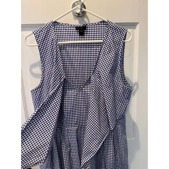 J. Crew Collection Thomas Mason Gingham Dress Navy Bow Wrap Dress 14 - Picture 11 of 12